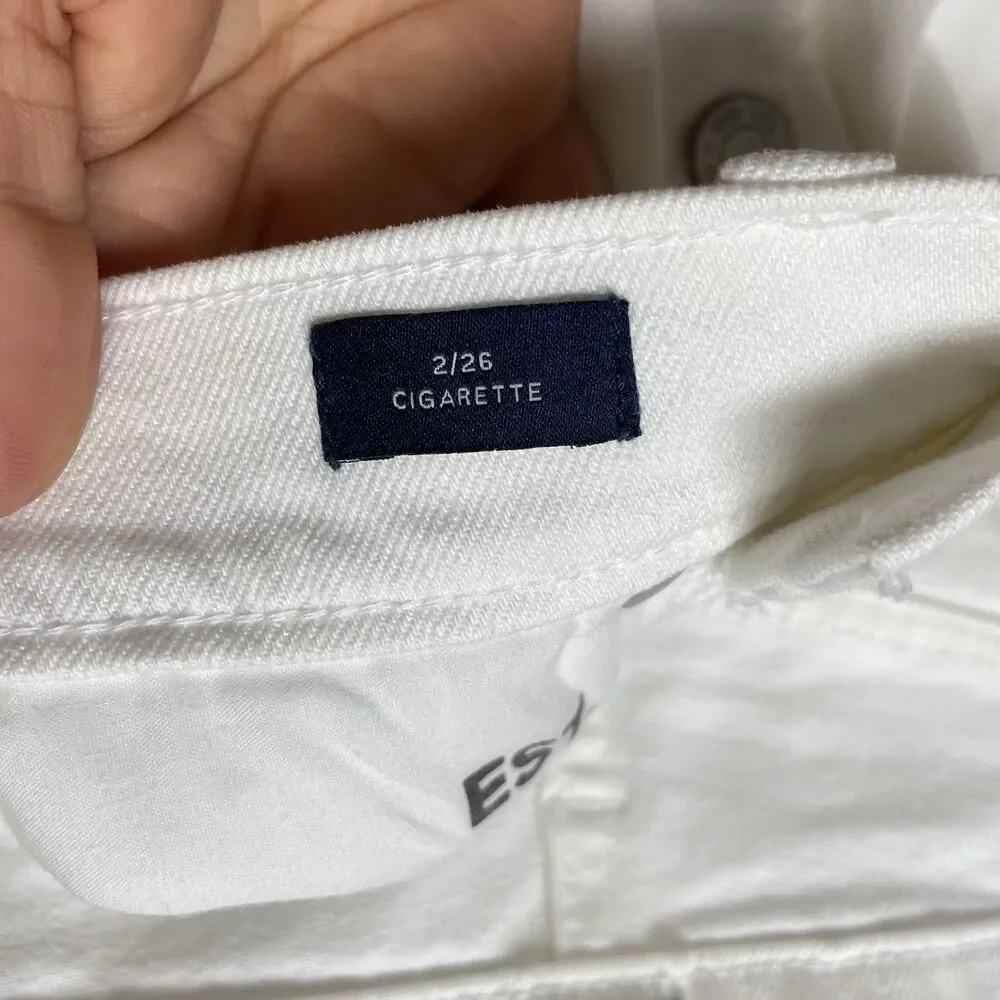 Gap High Rise Cigarette Slim Straight Women’s 2/26 White Stretch Ankle Jeans